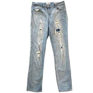 Black‎ Daisy Kate Women's Distressed Ripped Straight Leg Jeans Blue Size 13